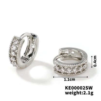 1 Pair Hip-Hop Minimalist Circle Plating Inlay Copper Zircon K Gold Plated Earrings