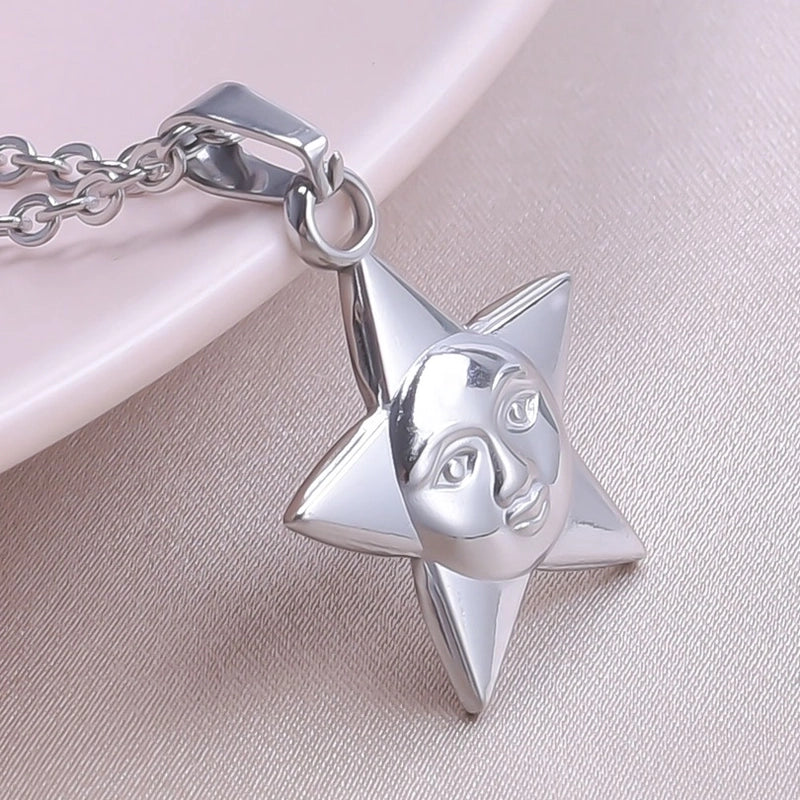 2 Pieces Minimalist Pentagram 304 Stainless Steel Plating Pendant Necklace