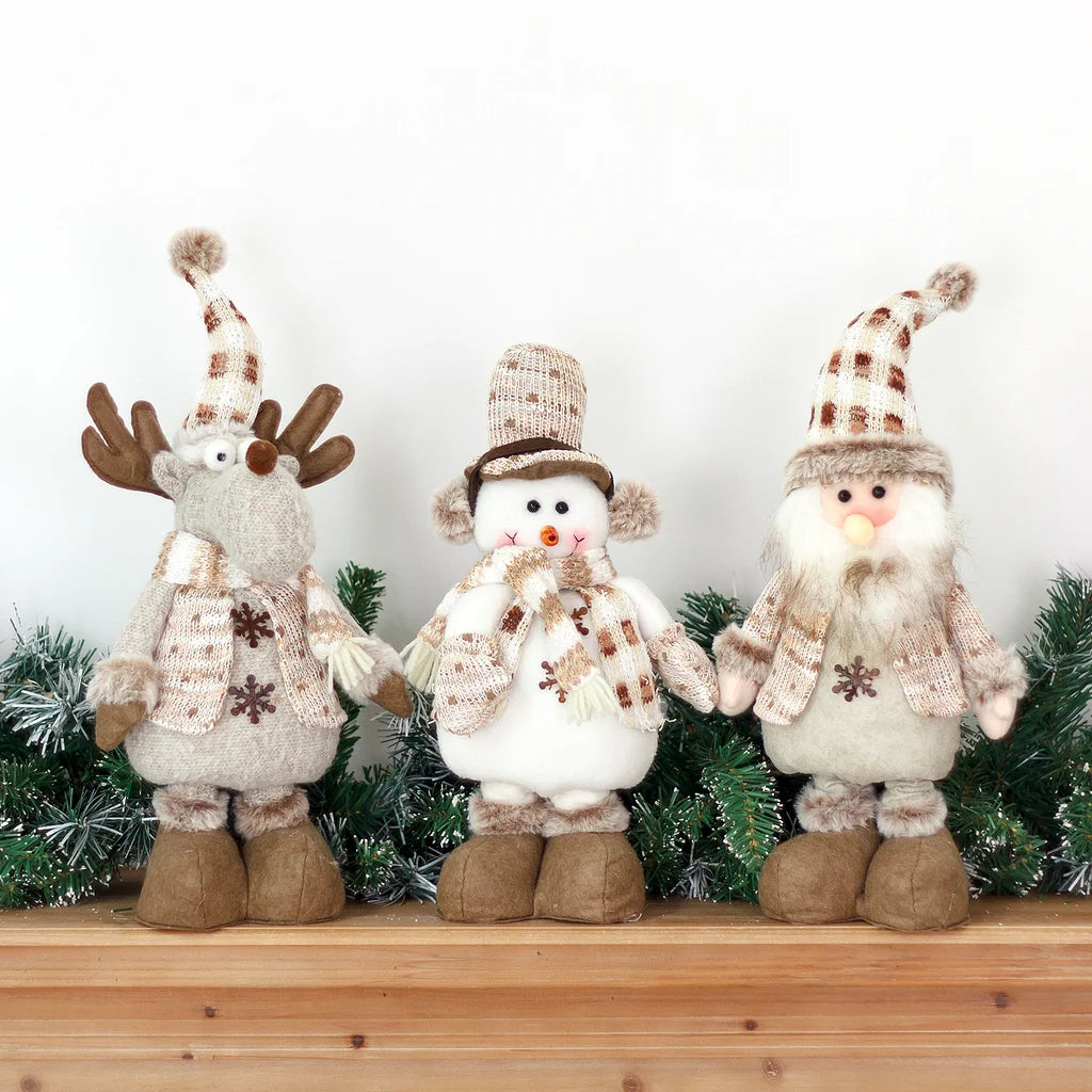 2 Pieces Christmas Window Display Scene Decoration Christmas Snowman Old Man Telescopic Doll Figurine