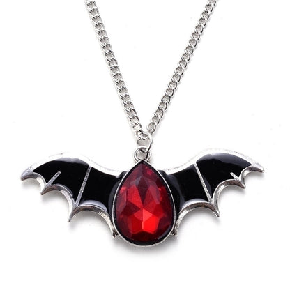Gothic Bat Alloy Inlay Rhinestones Halloween Men'S Pendant Necklace