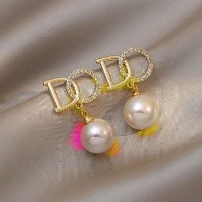 10 Pieces Minimalist Heart Shape Flower Bow Knot Imitation Pearl Alloy Rhinestone Irregular Women\'S Earrings 1 Pair