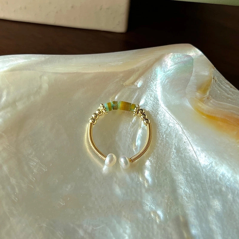 Copper Inlay Animal Artificial Pearls Artificial Diamond Copper Rings