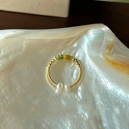 Copper Inlay Animal Artificial Pearls Artificial Diamond Copper Rings