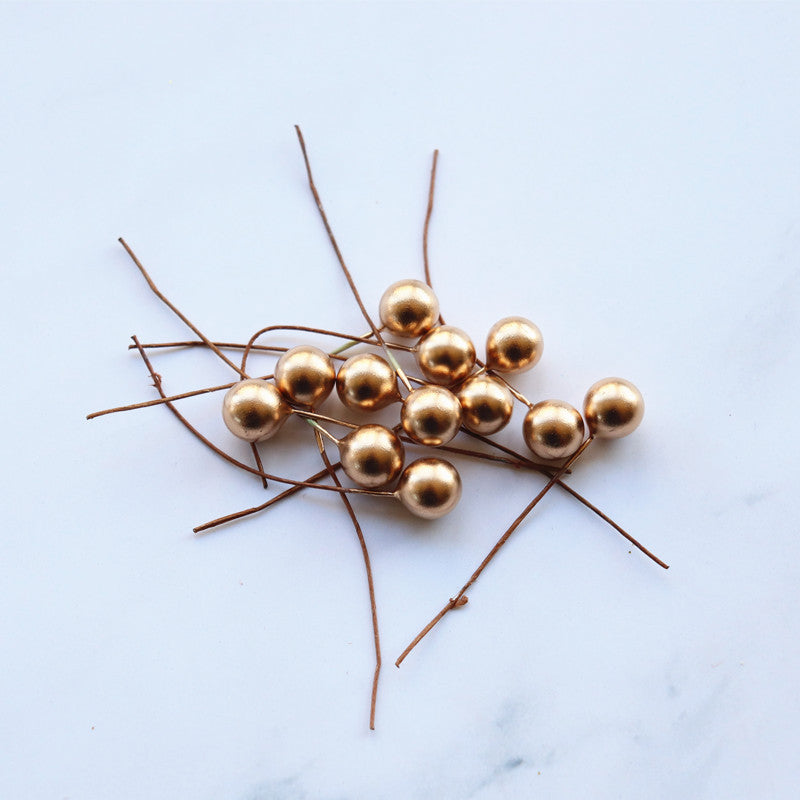 100 Pieces 10mm Metallic Color Berries Christmas Gift Accessories Berries Diy Craft Plant Berries Ornaments