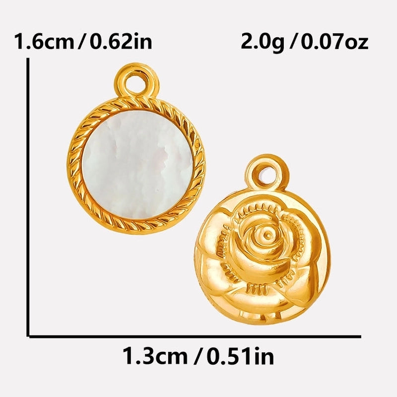 Vintage Style Classic Style Round 304 Stainless Steel Shell Abalone Shell 18K Gold Plated Irregular Plating Charms Pendant Necklace