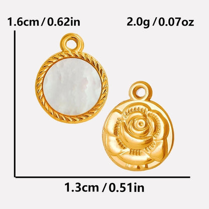 Vintage Style Classic Style Round 304 Stainless Steel Shell Abalone Shell 18K Gold Plated Irregular Plating Charms Pendant Necklace