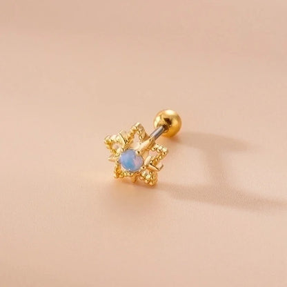 1 Piece Ear Cartilage Rings & Studs Fashion Star Flower 316L Stainless Steel Copper Inlaid Zircon