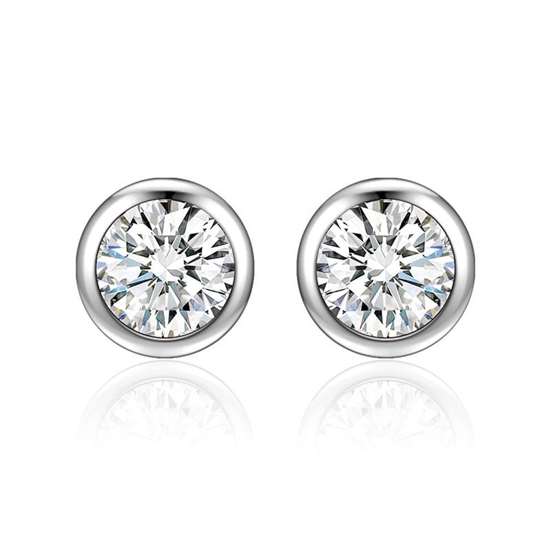 1 Pair Casual Minimalist Geometric Heart Shape Inlay Copper Zircon White Gold Plated Ear Studs