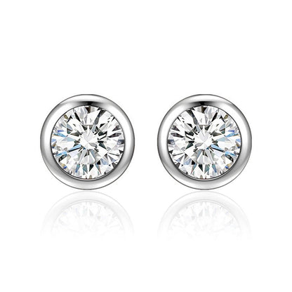 1 Pair Casual Minimalist Geometric Heart Shape Inlay Copper Zircon White Gold Plated Ear Studs