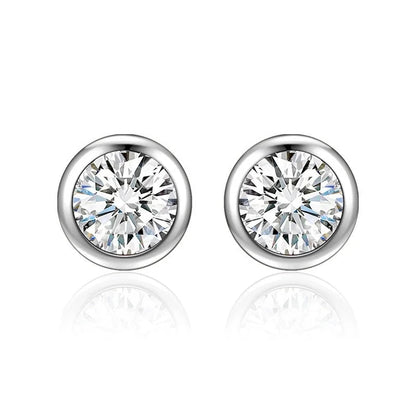 1 Pair Casual Minimalist Geometric Heart Shape Inlay Copper Zircon White Gold Plated Ear Studs