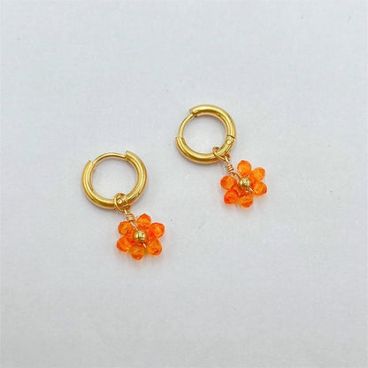 1 Pair Pastoral Flower Inlay 304 Stainless Steel Plastic Stainless Steel Earrings