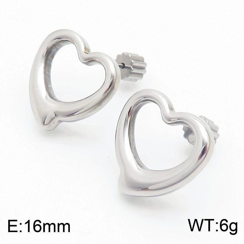 Fashion Heart Plating Titanium Steel No Inlaid 18K Gold Plated Earrings