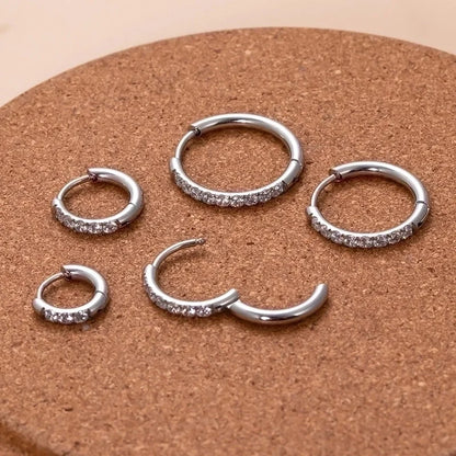 1 Piece Ear Cartilage Rings & Studs Minimalist Classic Style Shiny Round 316L Stainless Steel Plating Inlay Zircon