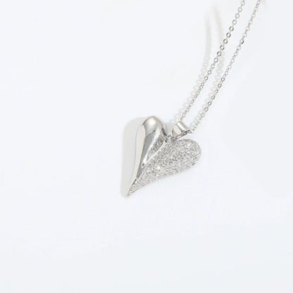 Copper Cable Chain 14K Gold Plated Cross Heart Shape Zircon Necklace