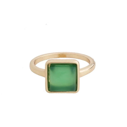 2 Pieces Minimalist Square Alloy Plating Inlay Natural Stone Women\'s Rings