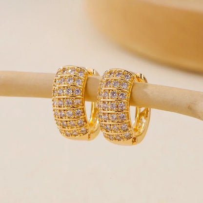 1 Pair Minimalist Solid Color Copper Zircon Earrings