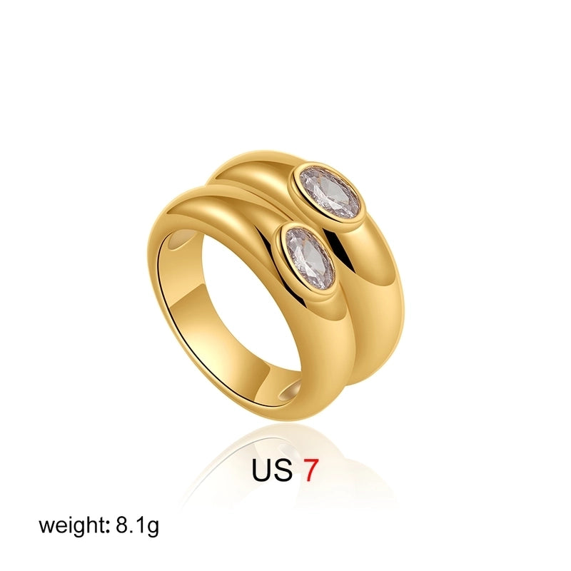 IG Style Elegant Geometric Copper Mixed Metal Rings
