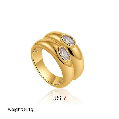 IG Style Elegant Geometric Copper Mixed Metal Rings
