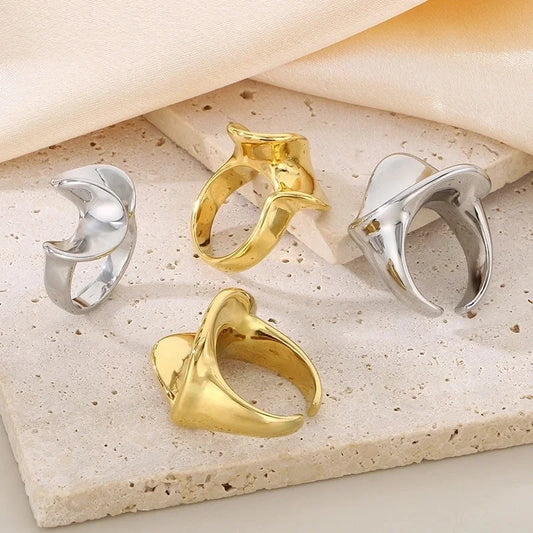 Vintage Style Geometric 304 Stainless Steel 18K Gold Plated Rings