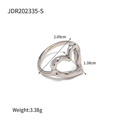Women IG Style Heart Stainless Steel 18K Gold Plated Rings