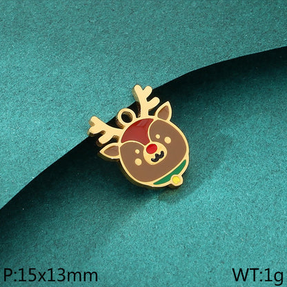 Christmas Elements Series Diy Accessories Stainless Steel Elk Santa Claus Snowflake Gloves Pendant