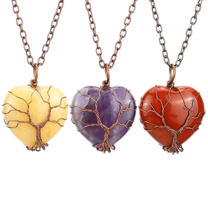 Minimalist Heart Shape Natural Stone Ferroalloy Pendant Necklace