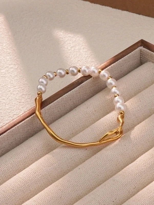 Sweet Geometric Solid Color 304 Stainless Steel 18K Gold Plated Plastic Bracelets In Bulk