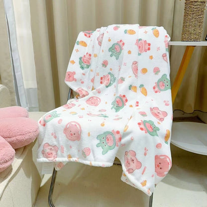 In Stock | Style Autumn And Winter Thickened Cartoon Crayon Small New Flannel Casual Plush Blanket Dormitory Bed Sheet
