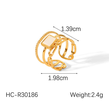 IG Style Open Ring Stripe Round Circle Geometric Stainless Steel Electroplating Rings