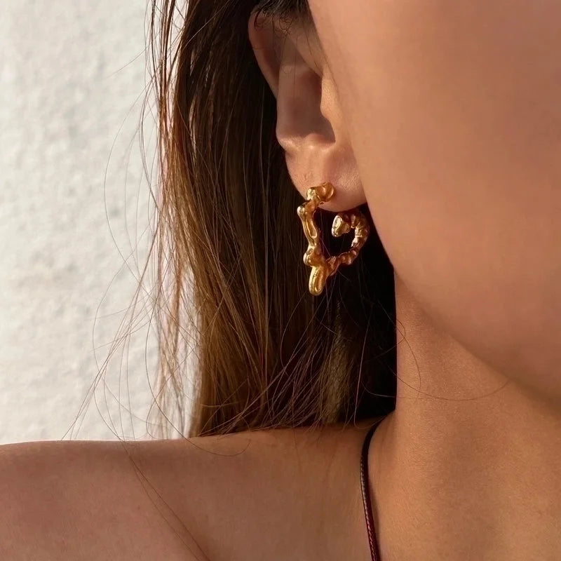 Retro Classic Style Heart Shape Titanium Steel Earrings Necklace