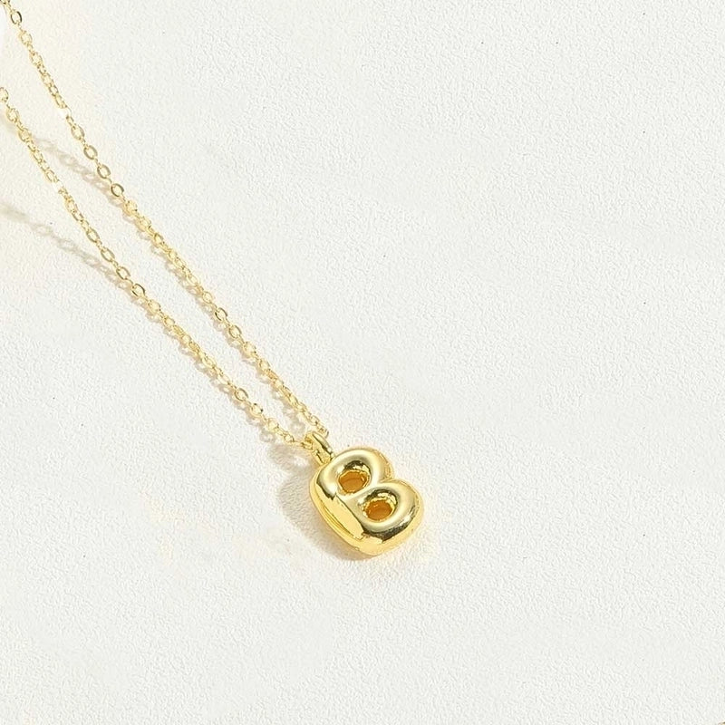 Copper 14K Gold Plated Minimalist Letter Pendant Necklace