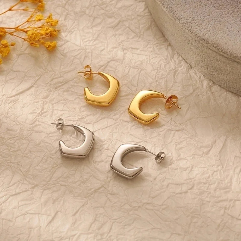 1 Pair Fashion C Shape Plating 201 Stainless Steel 18K Gold Plated Ear Studs