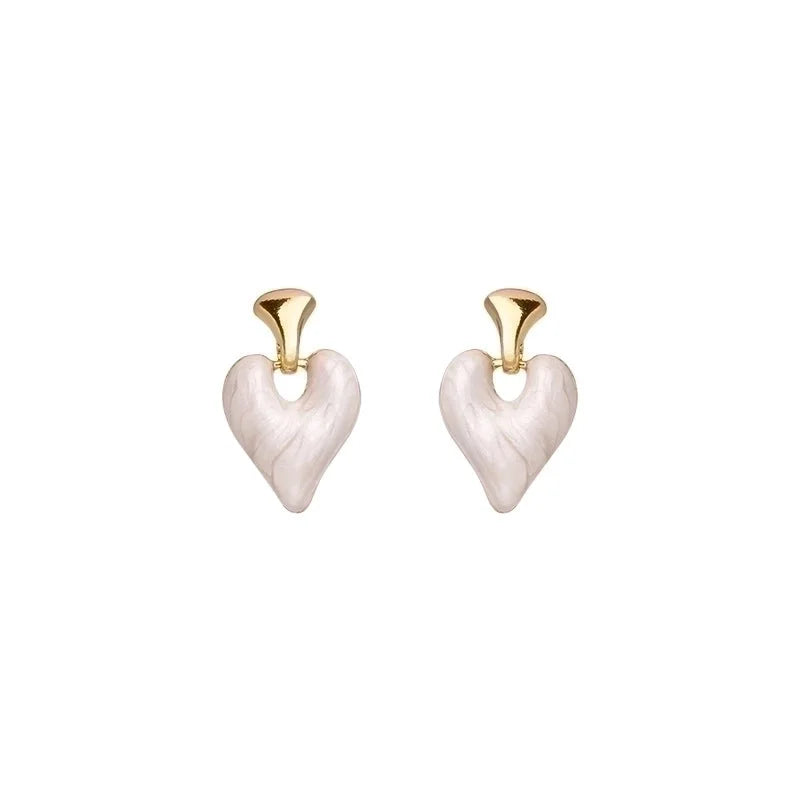 1 Pair Retro Heart Shape Bow Knot Inlay Silver Artificial Pearls Zircon Earrings