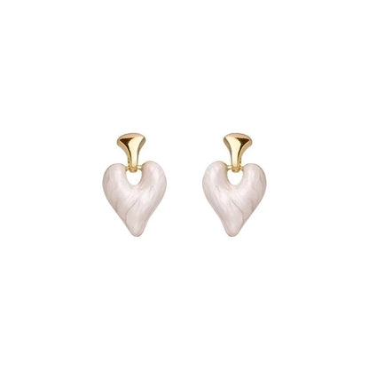 1 Pair Retro Heart Shape Bow Knot Inlay Silver Artificial Pearls Zircon Earrings