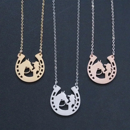 Cartoon Style Human Animal 304 Stainless Steel Titanium Steel Gold Plated Plating Necklace