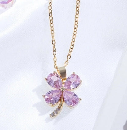 Titanium Steel Copper Plating Heart Shape Flower Umbrella Pendant Necklace