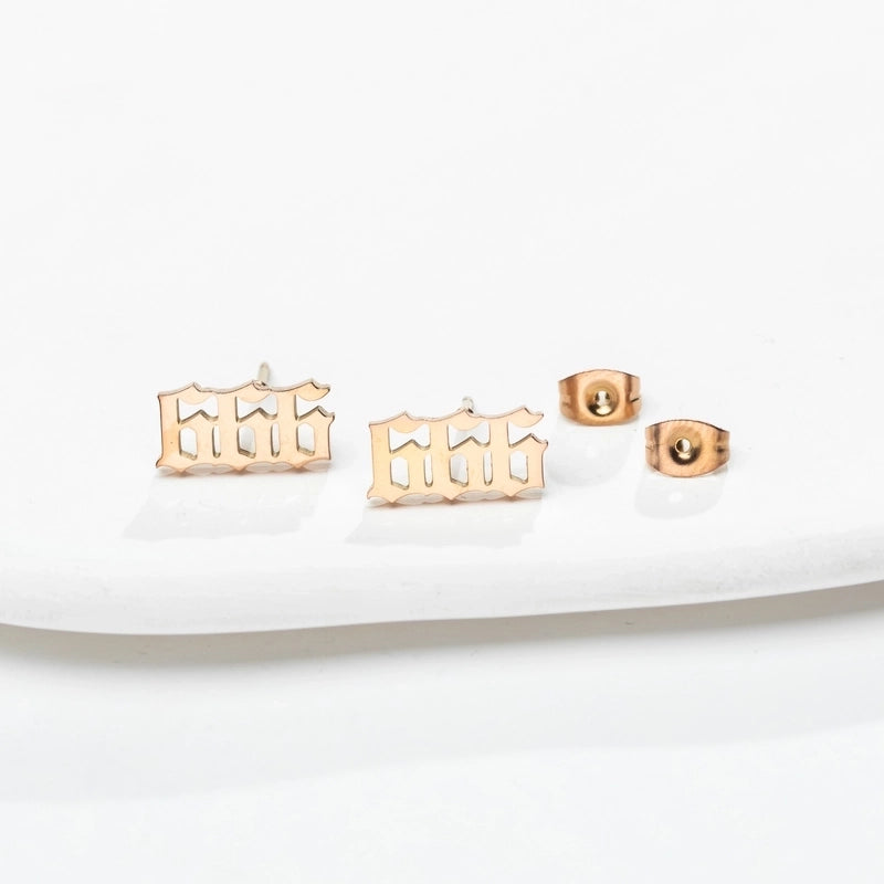 1 Pair Minimalist Number Plating Hollow Out 304 Stainless Steel 18K Gold Plated Ear Studs