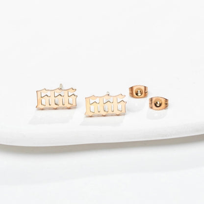 1 Pair Minimalist Number Plating Hollow Out 304 Stainless Steel 18K Gold Plated Ear Studs