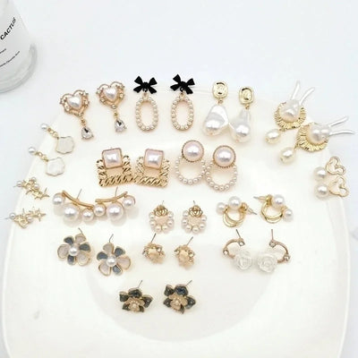 Minimalist Heart Shape Flower Resin Inlay Artificial Pearls Rhinestones Drop Earrings 1 Pair