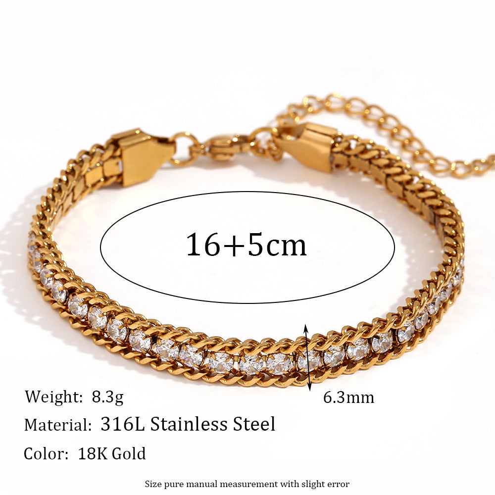 Women Fashion Circle Geometric Stainless Steel 18K Gold Plated Bracelets