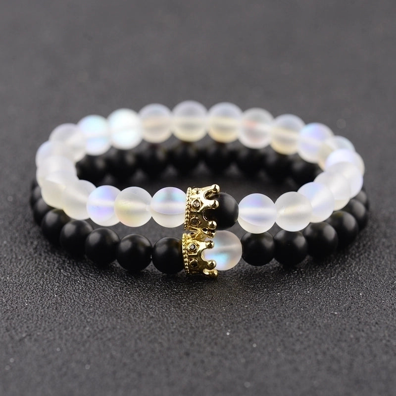 1 Piece Fashion Crown Moonstone Beaded Unisex Bracelets