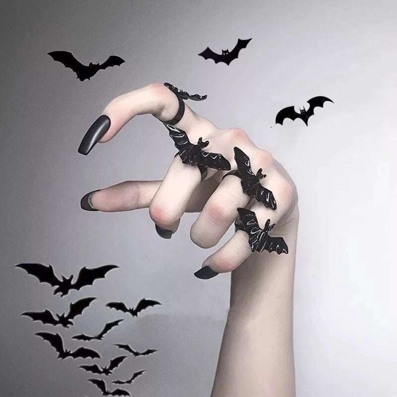 Gothic Bat Alloy Open Rings