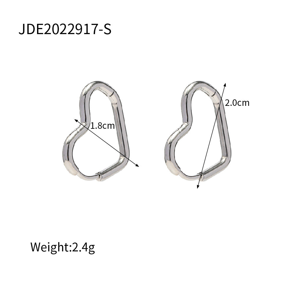 IG Style Heart Asymmetrical Geometric Stainless Steel 18K Gold Plated Earrings