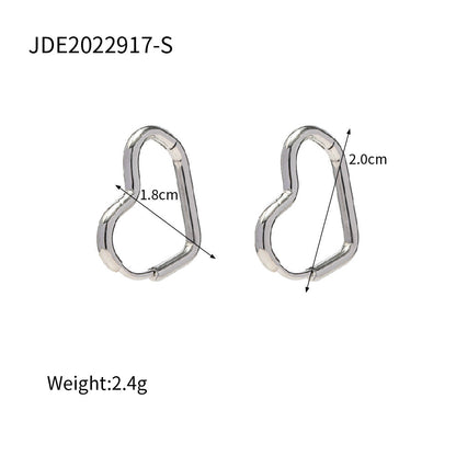 IG Style Heart Asymmetrical Geometric Stainless Steel 18K Gold Plated Earrings