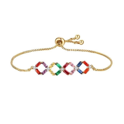 304 Stainless Steel Copper Gold Plated Casual Elegant Minimalist Drawstring Inlay One-Shaped Quadrilateral Bamboo Zircon Bracelets