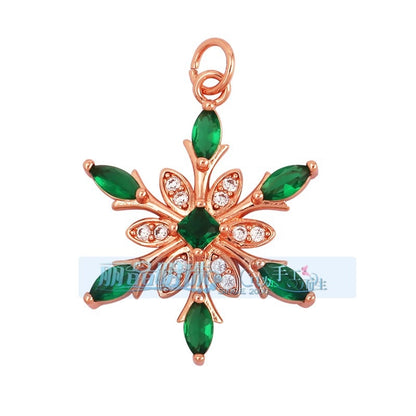 1 Piece Copper Geometric Heart Shape Snowflake Pendant Jewelry Accessories