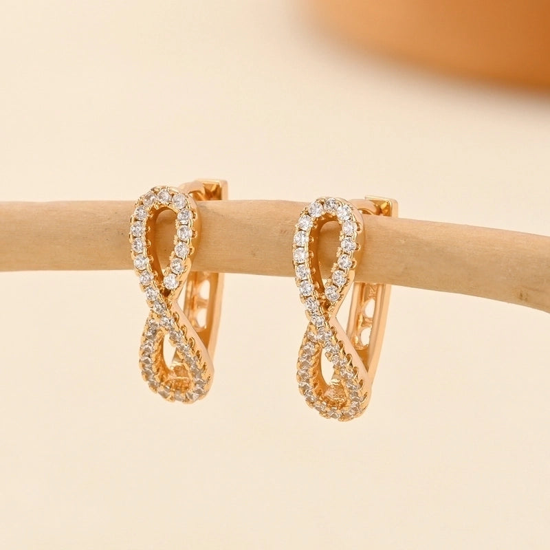 1 Pair Minimalist Solid Color Copper Zircon Earrings