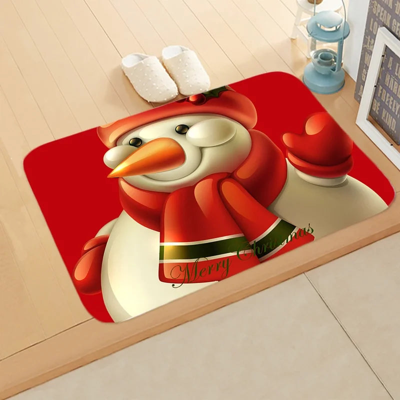 Cute Santa Claus Flannel Fabric Floor Mat