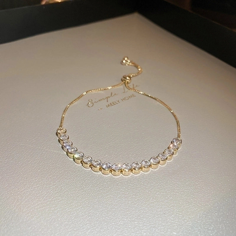 Minimalist Heart Shape Copper Inlay Zircon Bracelets