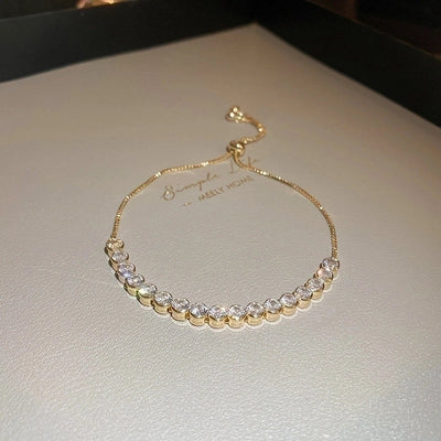 Minimalist Heart Shape Copper Inlay Zircon Bracelets